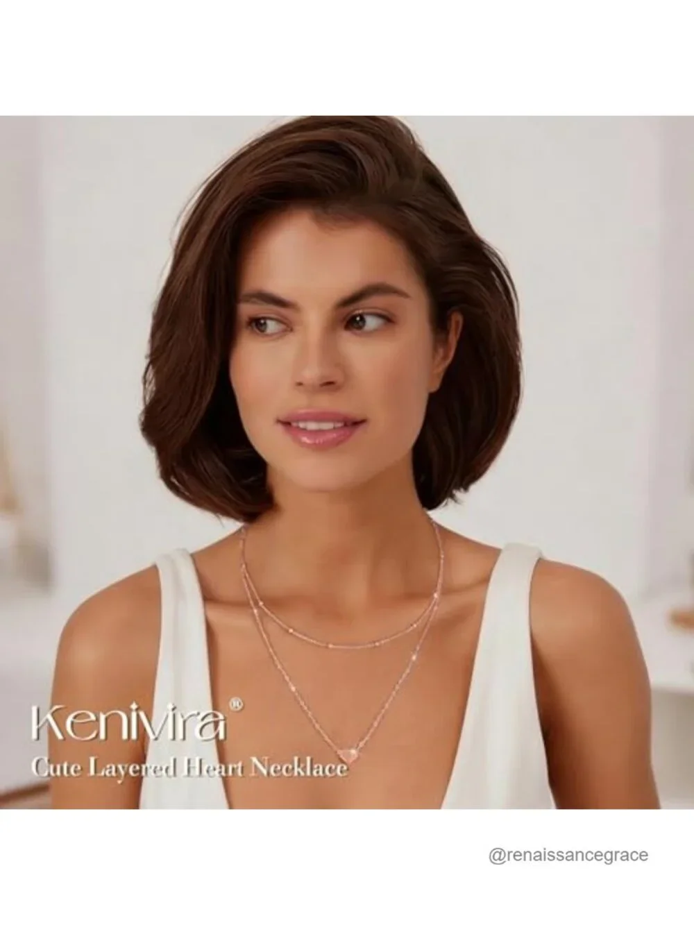 Layered Heart Necklace 925 Sterling Silver 18K Gold Plated Pendant